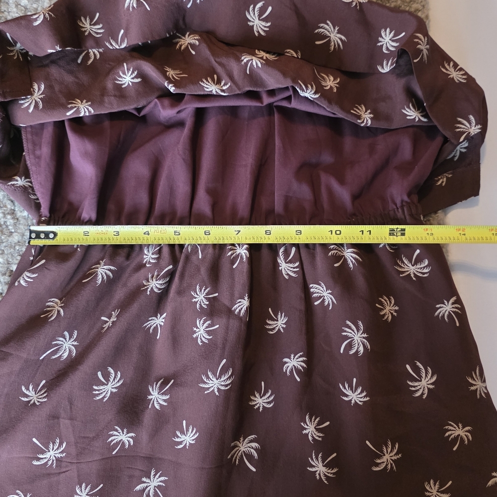 Madewell Burgundy Dream Drift Silk Palm Tree Dress Size 0 - Picture 6 of 13